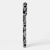 Coque iPhone 16 Pro Max Motif Feuille tombé noir sur gris (Côté droit)