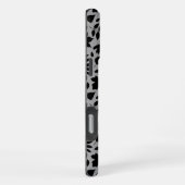 Coque iPhone 16 Pro Max Motif Feuille tombé noir sur gris (Côté droit)