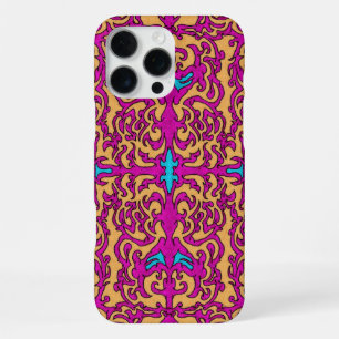 Coque iPhone 16 Pro Max Motif flamboyant néon rose pink baroque