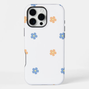 Coque iPhone 16 Pro Max Motif floral avec fleurs bleues et orange
