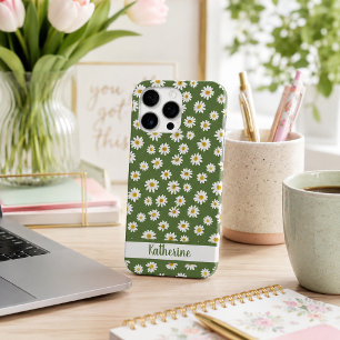 Coque iPhone 16 Pro Max Motif floral de marguerite boho vert Nom