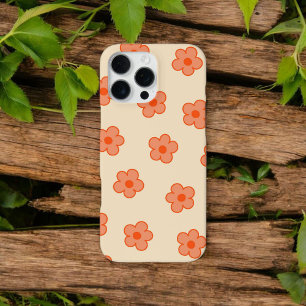 Coque iPhone 16 Pro Max Motif floral pêche rétro chic, printemps fantaisis