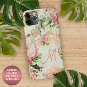 Coque iPhone 16 Pro Max Motif floral rose personnalisé vintage poussiéreux