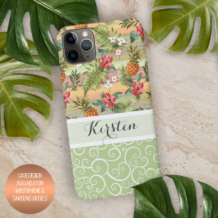 Coque iPhone 16 Pro Max Motif floral tropical personnalisé de ananas color