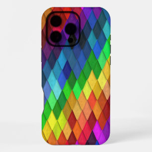 Coque iPhone 16 Pro Max Motif géométrique diamant arc-en-ciel