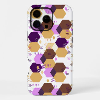 Coque iPhone 16 Pro Max Motif géométrique simple artistique violet et or