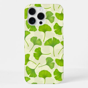 Coque iPhone 16 Pro Max Motif ginkgo sur blanc cassé