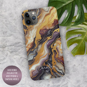 Coque iPhone 16 Pro Max Motif Marbre Personnalisé Violet Noir Gris Blanc O