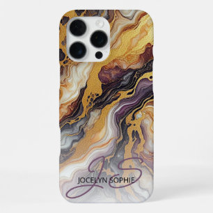 Coque iPhone 16 Pro Max Motif Marbre Personnalisé Violet Noir Gris Blanc O