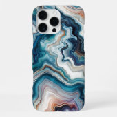 Coque iPhone 16 Pro Max Motif Quartz Turquoise Bleu Clair Violet (Verso)