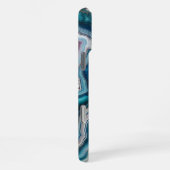 Coque iPhone 16 Pro Max Motif Quartz Turquoise Bleu Clair Violet (Côté droit)