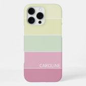 Coque iPhone 16 Pro Max Motif rayé vert chartreuse lime rose clair (Verso)