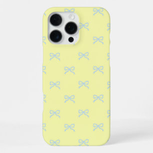 Coque iPhone 16 Pro Max Motif Ruban Bleu Jaune Coquette Féminin Printemps