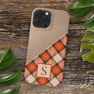 Coque iPhone 16 Pro Max Motif tartan personnalisé automne citrouille orang