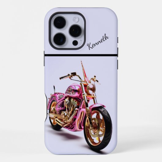 Coque iPhone 16 Pro Max Moto rose et or (Verso)