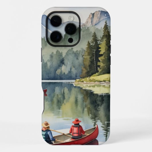 Coque iPhone 16 Pro Max Mountain Wilderness Red Canoe Lake (Verso)