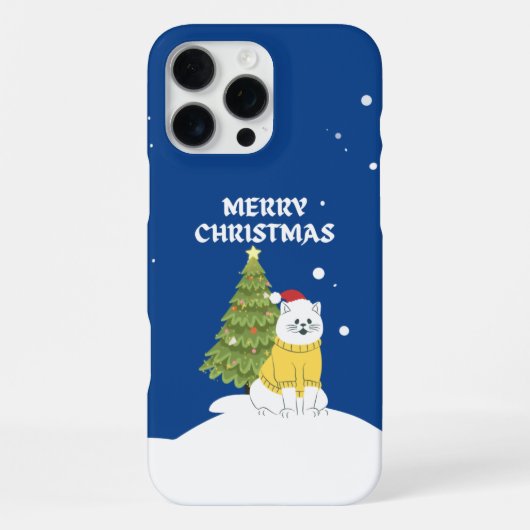 Coque iPhone 16 Pro Max Moustaches enneigées – Joyeux Noël Chat (Verso)