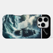 Coque iPhone 16 Pro Max Navire Pirate Dans Une Tempête (Verso Horizontal)