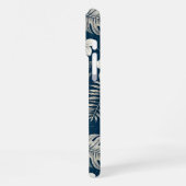 Coque iPhone 16 Pro Max Navy Blue Hibiscus Monstera Tropical Botanical (Côté gauche)
