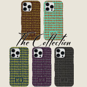 Coque iPhone 16 Pro Max Navy Yellow Doodle Diamond Pattern Custom Monogram