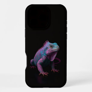 Coque iPhone 16 Pro Max Noir 4 Luxe iPhone 16 Pro Max, Iguane Rose