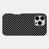 Coque iPhone 16 Pro Max Noir à pois blancs (Verso Horizontal)