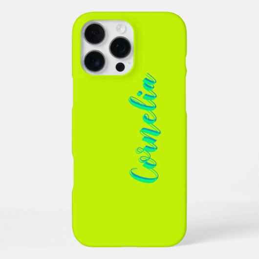 Coque iPhone 16 Pro Max Nom Azure 3D vert printemps | Funky Lime Jaune (Verso)