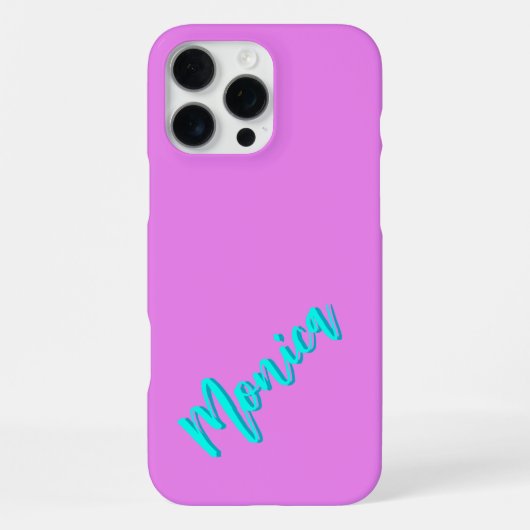 Coque iPhone 16 Pro Max Nom Azure Turquoise 3D | Drôle Violet (Verso)