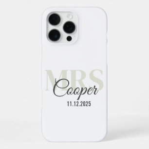 Coque iPhone 16 Pro Max Nom de la mariée avec date de mariage Texte de cou