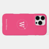 Coque iPhone 16 Pro Max Nom de monogramme personnalisé moderne | Rose fram (Verso Horizontal)