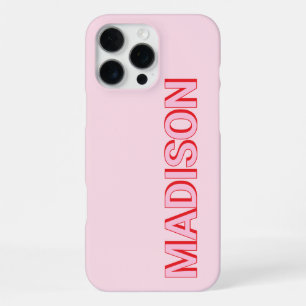Coque iPhone 16 Pro Max Nom du monogramme rose moderne