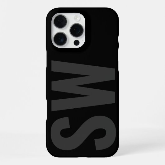 Coque iPhone 16 Pro Max Nom Gras moderne Initiales Noir Monogramme Personn (Verso)