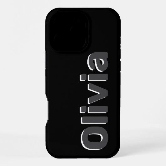 Coque iPhone 16 Pro Max Nom Gras Moderne Simple Noir & Gris (Verso)