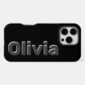 Coque iPhone 16 Pro Max Nom Gras Moderne Simple Noir & Gris (Verso Horizontal)