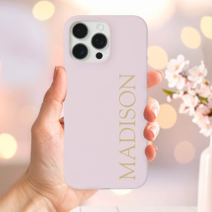 Coque iPhone 16 Pro Max Nom minimaliste rose moderne Monogramme