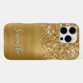 Coque iPhone 16 Pro Max Nom Moderne Glam Or Pailleté (Verso Horizontal)