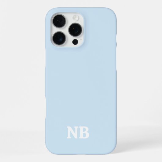 Coque iPhone 16 Pro Max nom monographique unique bleu ciel et blanc initia (Verso)