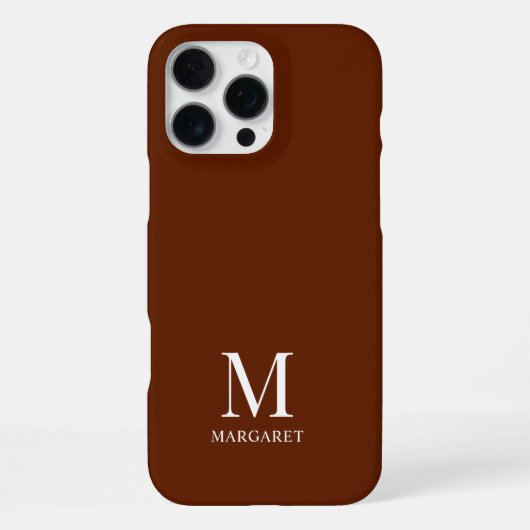 Coque iPhone 16 Pro Max nom personnalisable maroon unique initial (Verso)