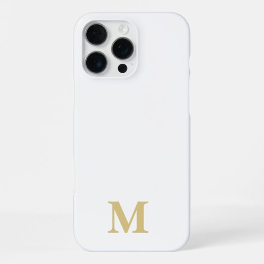 Coque iPhone 16 Pro Max nom personnalisé blanc & or initial (Verso)