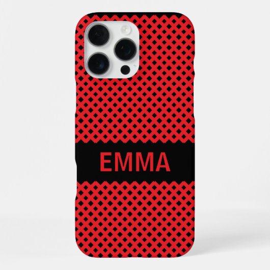 Coque iPhone 16 Pro Max Nom personnalisé Lignes rouges (Verso)