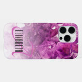 Coque iPhone 16 Pro Max Nom Personnalisé Monogramme Purple Ombre Crystals (Verso Horizontal)