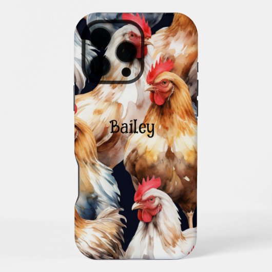 Coque iPhone 16 Pro Max Nom Personnalisé Poulets Hen Oeufs De Coq (Verso)