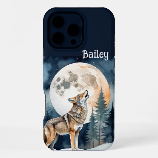 Coque iPhone 16 Pro Max Nom personnalisé Wolf Wolves Howling at the Moon (Verso)