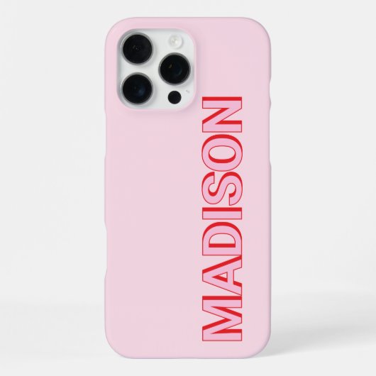Coque iPhone 16 Pro Max Noms de monogramme rose rouge moderne (Verso)