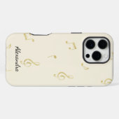 Coque iPhone 16 Pro Max Notes de musique en or blanc   (Verso Horizontal)