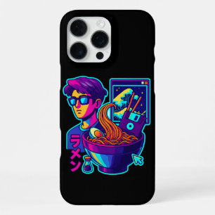 Coque iPhone 16 Pro Max Nouilles Cyber Ramen Néon – Art esthétique Rétro V