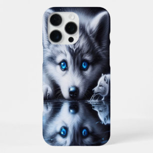 Coque iPhone 16 Pro Max Œuvre d'art de loup au clair de lune