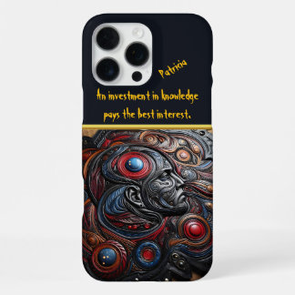 Coque iPhone 16 Pro Max Œuvre d'art en cuir complexe représentant un visag