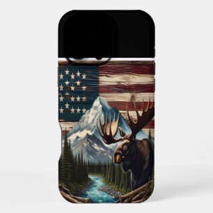 Coque iPhone 16 Pro Max Œuvres d'art sur les orignaux et les montagnes