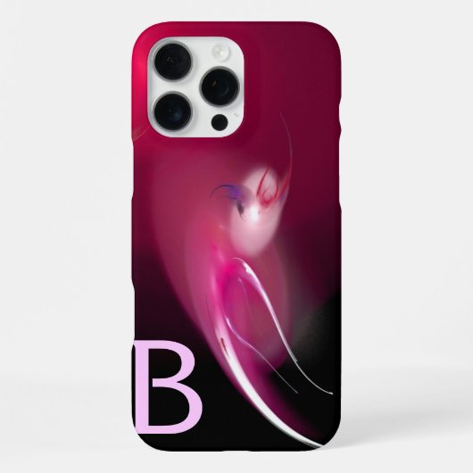 COQUE iPhone 16 PRO MAX OISEAU CLAIR / FUCHSIA ROSE NOIR MONOGRAMME ABSTRA (Verso)